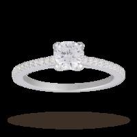 Canadian Diamond Brilliant Cut 0.61 Total Weight Solitaire and Diamond Set Shoulders Ring in 18 Carat White Gold