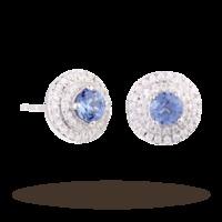 Canadian Diamond Collection 18ct White Gold Tanzanite 0.36ct Diamond Double Halo Stud Earrings