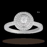 Canadian Diamond Brilliant Cut 0.50 Total Carat Weight Diamond Halo Ring With Diamond Set Shoulders in 18 Carat White Gold