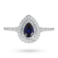 Canadian Ice Collection Pear Cut Sapphire and Diamond Set Ring in 18 Carat White Gold - Ring Size L
