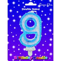 Candle Birthday Number 9 Blue