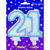 Candle Milestone - Number 21 Blue