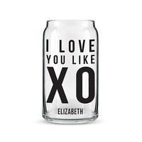 Can Shaped Glass Personalised - I Love You Like XO Printing