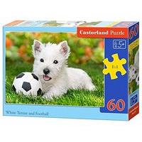castorland jigsaw classic 60pc white terrier football