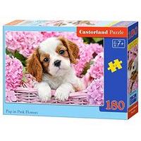Castorland Jigsaw Classic 180pc - Pup In Pink Flowers
