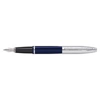 Calais Chrome/Blue Lacquer Fountain Pen with Stainless Steel Nib