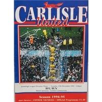 Carlisle Utd v Bury - Division 3 - 27th Dec 1994