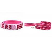 Cat Dog Collar Leash Adjustable/Retractable Polka Dots Pink Orange Nylon
