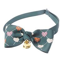 cat dog collar bow tie with bell red green pink nylon