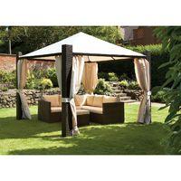 Cannes Mocha Brown 3m Square Gazebo with Ivory Side Curtains