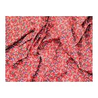 Candy Cane Print Christmas Cotton Fabric Red