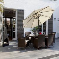 Cannes Rattan Rectangular 6 Seater Dining Set Brown without parasol