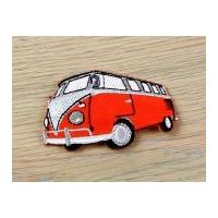 Camper Van Embroidered Iron On Motif Applique Orange