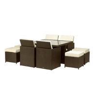 Cannes 6 to 10 Seater Rectangular Cube Set in Mocha Brown