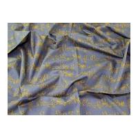 Cats Line Drawing Print Cotton Poplin Dress Fabric Mustard on Grey