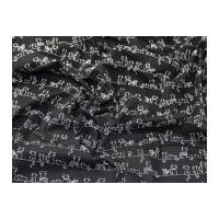 Cats Line Drawing Print Cotton Poplin Dress Fabric White on Black