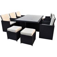 Cannes Rattan 6-10 Seater High Back Cube Set in Black