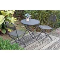 Cafe Espresso Folding Mesh Bistro Set in Graphite Grey