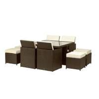 Cannes 6 to 10 Seater Rectangular Cube Set in Ebony Black