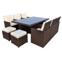 Cannes Rattan 6-10 Seater High Back Cube Set in Brown