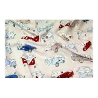 campervan print cotton canvas dress fabric cream