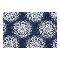 Camelot Fabrics Mandala Printed Hard Craft Felt Navy Blue