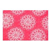 Camelot Fabrics Mandala Printed Hard Craft Felt Raspberry Pink