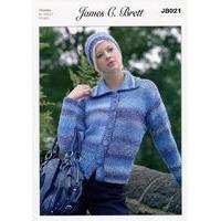 cardigan and hat in james c brett marble chunky jb021