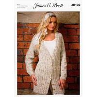 cardigan in james c brett rustic aran with wool jb132