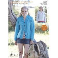 cardigan and sweater in hayfield bonus aran tweed 7709