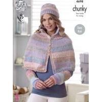 cape shoulder wrap hat wrist warmers in king cole cotswold chunky 4698
