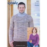 cabled sweater and cowls in wendy evolve chunky 5902