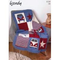 Campervan Blanket and Cushion In Wendy (5739)