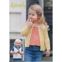 Cardigan, V-Neck Top with Collar and Vest Top in Wendy Supreme Luxury Cotton DK (5984)