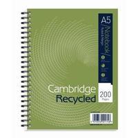 Cambridge A5 Notebook Wirebound Recycled 200 Pages 70gm2 Punched