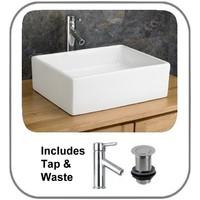 catanzaro countertop 465cm x 37cm rectangular white basin with tap and ...