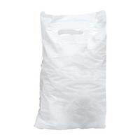 carrier bags polythene patch handle 30 microns white pack of 500