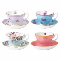 candy teacups saucers set of 4