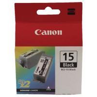 Canon BCI-15BK Black Inkjet Cartridges Pack of 2 8190A002