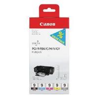 canon pgi 9 black cyanmagentayellowgrey inkjet cartridges pack of 5