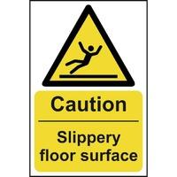 caution slippery floor surface self adhesive sign 200 x 300mm