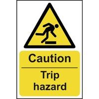 caution trip hazard self adhesive sticky sign 200 x 300mm