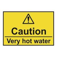 caution very hot water self adhesive sticky sign 75 x 50mm
