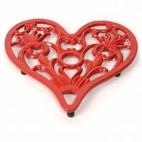 cast in style cast iron heart trivet red one size