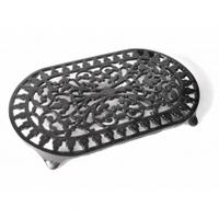 cast in style cast iron large oval trivet black one size