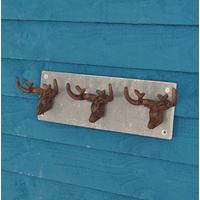 Cast Iron and Slate Stags Head with Antler Hooks by Fallen Fruits