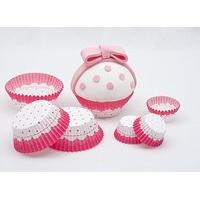 Cake Cups Pink & White Large 75\'s