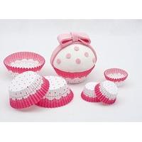 cake cups pink white large 75s