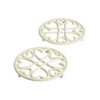 Cast Iron Trivet Set of 2 Cream 15cm