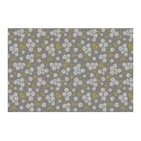 Camelot Fabrics Wildflowers Daisy Poplin Quilting Fabric Grey